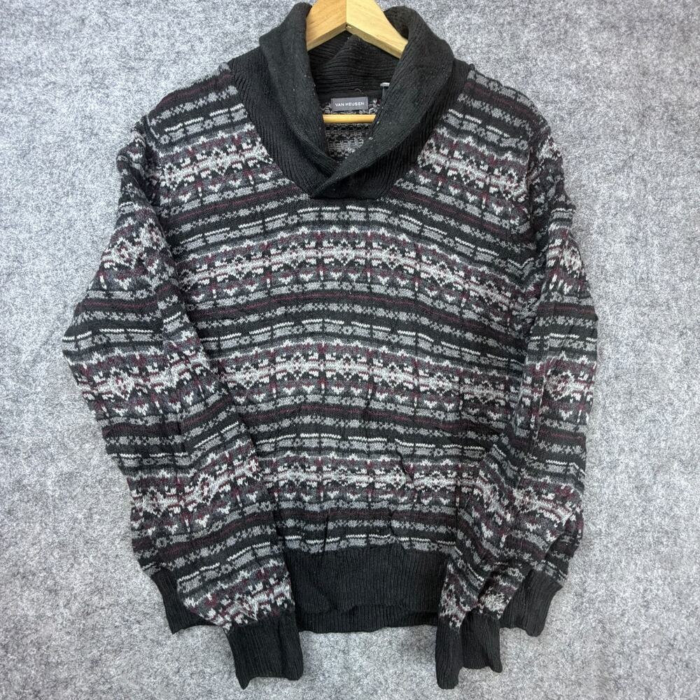 Vintage Van Heusen Shawl Collar Sweater Mens Medium 90s Grandpa Cosby Preppy